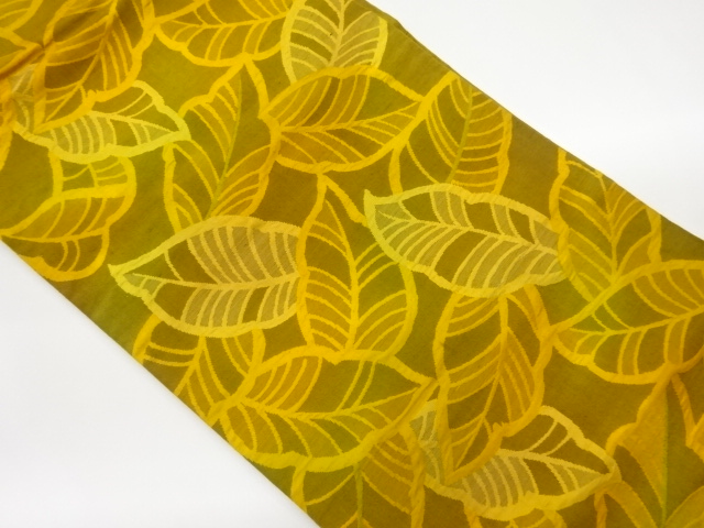 手織り紬葉尽くし模様織出し名古屋帯